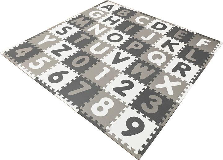 Produktbild Knorrtoys Puzzlematte - "Alphabet + Zahlen" grau-weiss (180 x 180 cm)