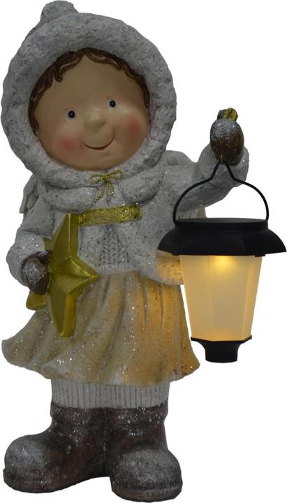 Image du produit GuGus Figurine LED fillette en polyrésine avec Lanterne à la main 1LED Couleur : blanc/or