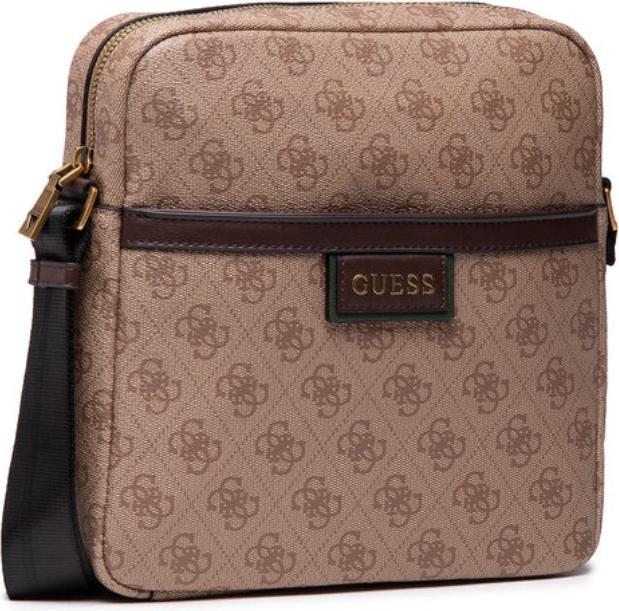 Guess Vezzola, Document Holder, Textile Crossbody Bag, Brown, For Women