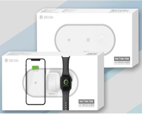 Actual product image Devia 3In1 Charger for smart phone&Applewatch&Earphone V4 (10W) white (10 W)