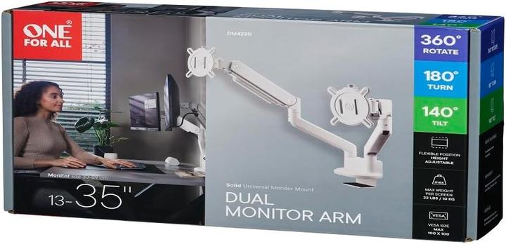 Actual product image One for All Monitor mount Solid Dual White DM 4220 (Ceiling, Table, 35", 10 kg)
