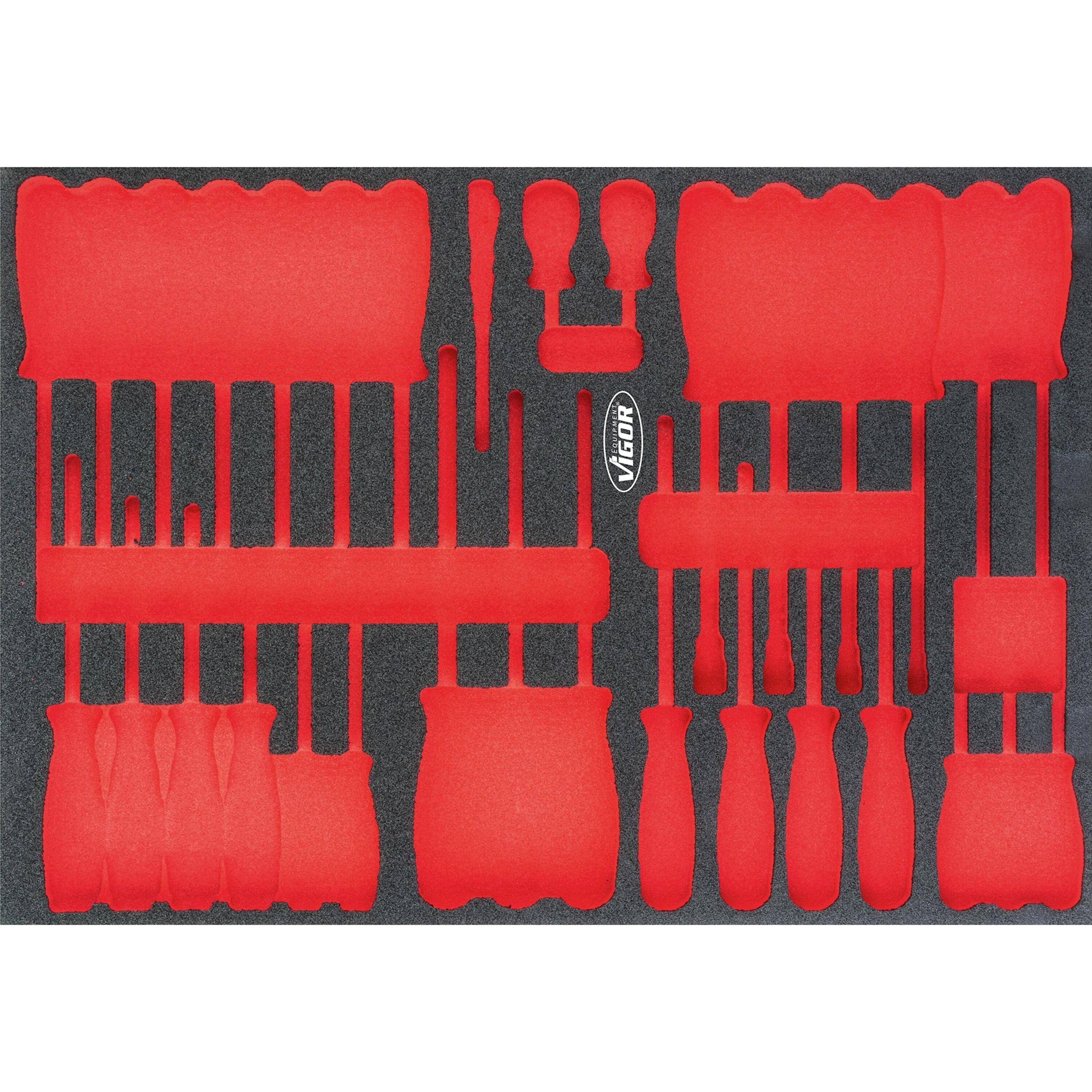 Vigor, Zubehör Werkzeugaufbewahrung, WEICHSCHAUM-EINLAGE leer, 3/3+