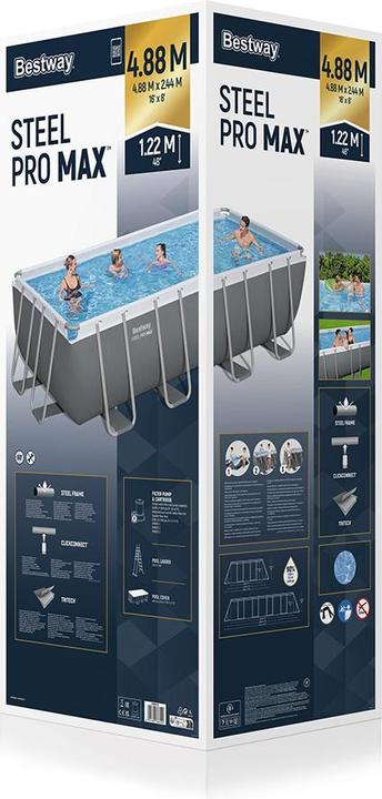 Produktbild Bestway Steel Pro MAX Frame Pool Komplet t-Set mit Filterpumpe 488 x 244 x 122 cm (488 x 244 x 122 cm)