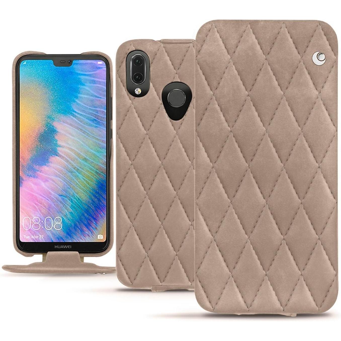 Noreve Lederschutzhülle vertikal (Huawei P20 Lite), Smartphone Hülle, Beige