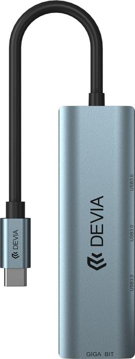 Immagine prodotto Devia adattatore HUB USB-C 3.1 a 4x USB 3.0 grigio scuro (USB-C, 4 Porti)