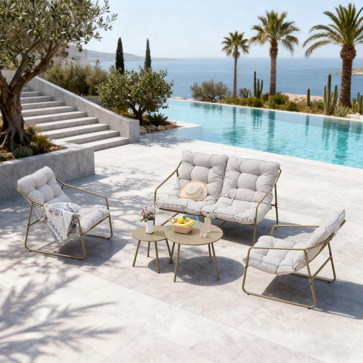 Actual product image En.Casa Gartenmöbelset Kivanta 5-tlg. Beige