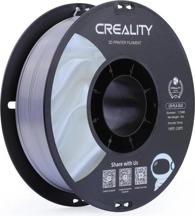 Immagine prodotto Creality Filamento PLA, Silk Silver, 1,75 mm, 1 kg (PLA, 1.75 mm, 1000 g, Argento)