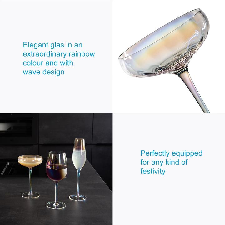 Produktbild Intirilife Martini Cocktail Gläser mit Regenbogen Schimmer (1.40 dl, 2x, Martini Gläser)