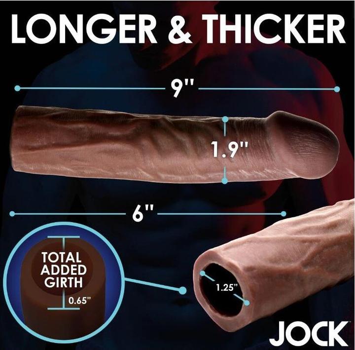 Actual product image Jock Extra Long Penis Sleeve 3" - Brown
