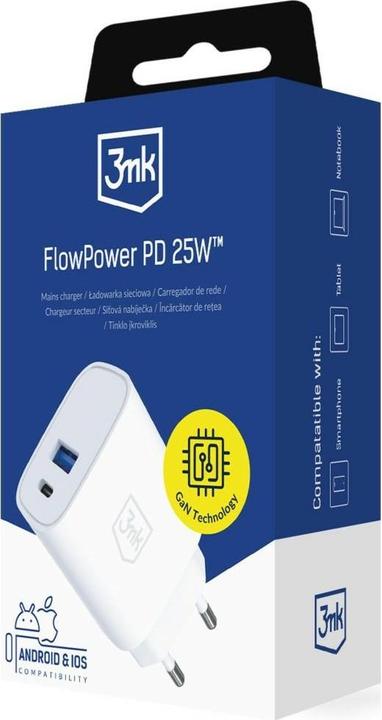 Produktbild 3MK FlowPower 25W 1A1C PD QC4+ White (25 W)