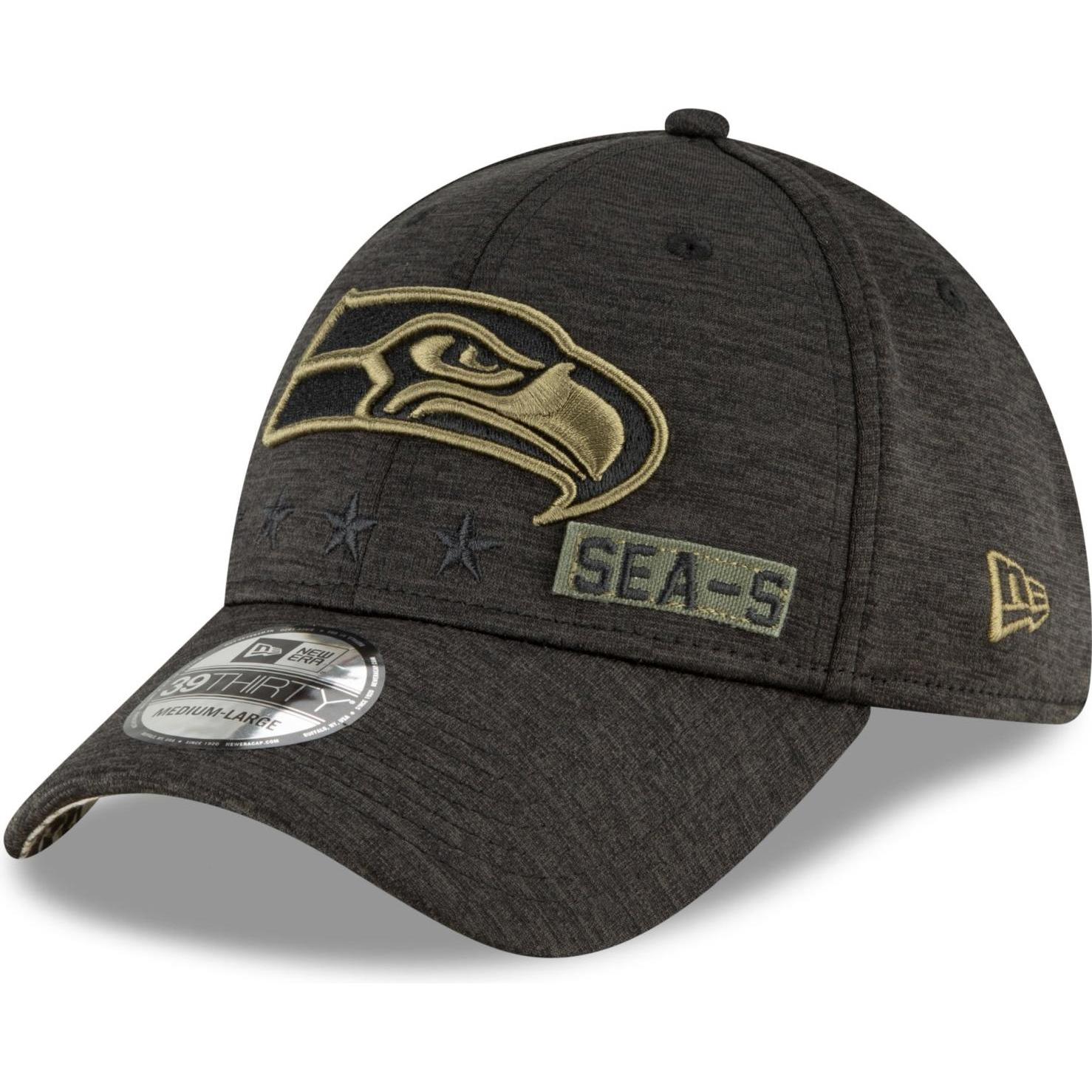 New Era, Unisex, Cap, NFL Seattle Seahawks 39Thirty Salute to Service Cap, Schwarz, (M, L)