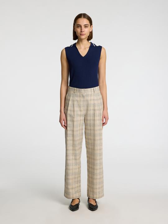 Immagine prodotto Selected Leinenmix Karo Hose mit weitem Bein (36)