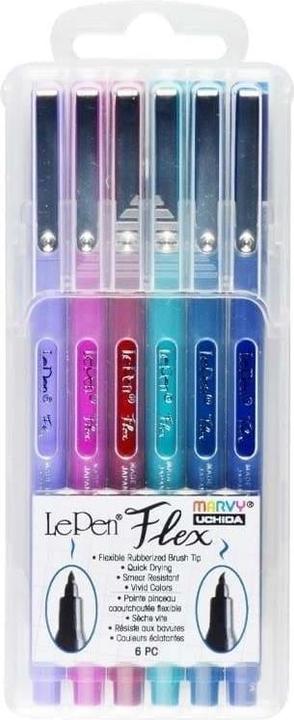 Uchida MARVY Pinselspitzenstifte Le Pen Flex Jewel, 6 Farben (Assortito, 6 x)