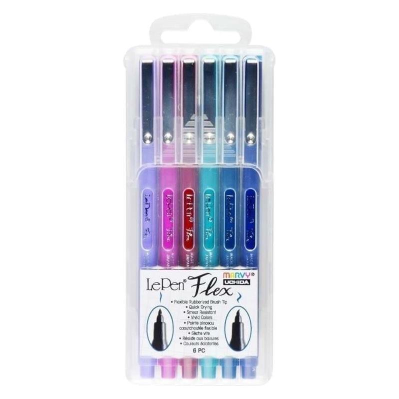 Uchida, Schrijfpennen, Marvy Penseelpuntpotloden Le Pen Flex Jewel, 6 Kleuren (Assortito, 6 x)