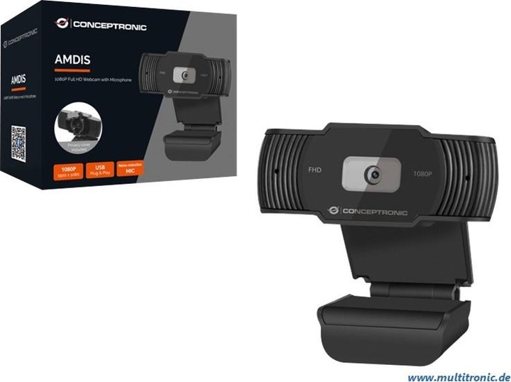 Actual product image Conceptronic Webcam AMDIS 1080P Webcam+Microphone sw (2 Mpx)
