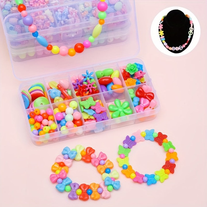 Produktbild Activity Board Mädchen-Box mit 10 Gitterperlen, Armbänder DIY, Halskette Armband DIY Perlen Dekorationen, bunte