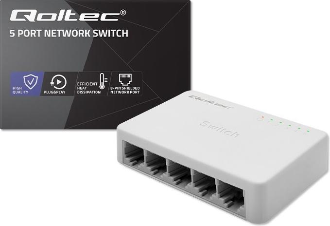 Productafbeelding Qoltec Netzwerk Switch 5xRJ45 Port 1000Mbps LAN (5 ports)