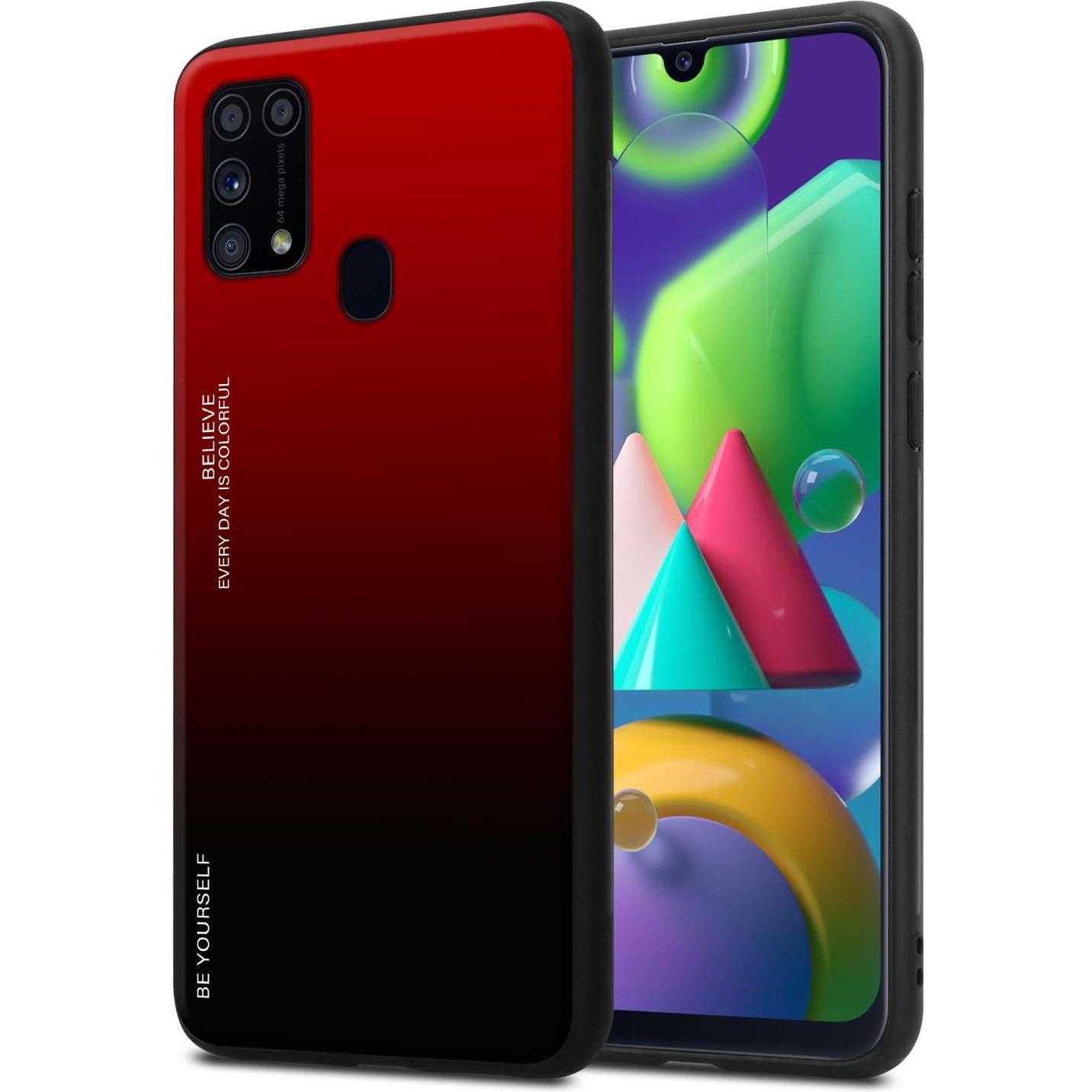 Cadorabo Hülle für Samsung Galaxy M31 TPU im 2 Farben Design (Samsung Galaxy M31), Smartphone Hülle, Schwarz
