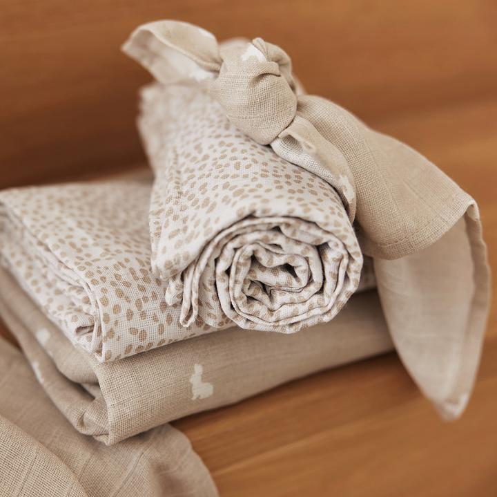 Image du produit Jollein Lot de 2 bavoirs Dotted Rabbit Nougat (70 cm, 70 cm)