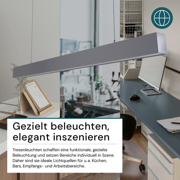 Produktbild Luxula LED Tresenleuchte, 120 cm, grau (4000 lm)