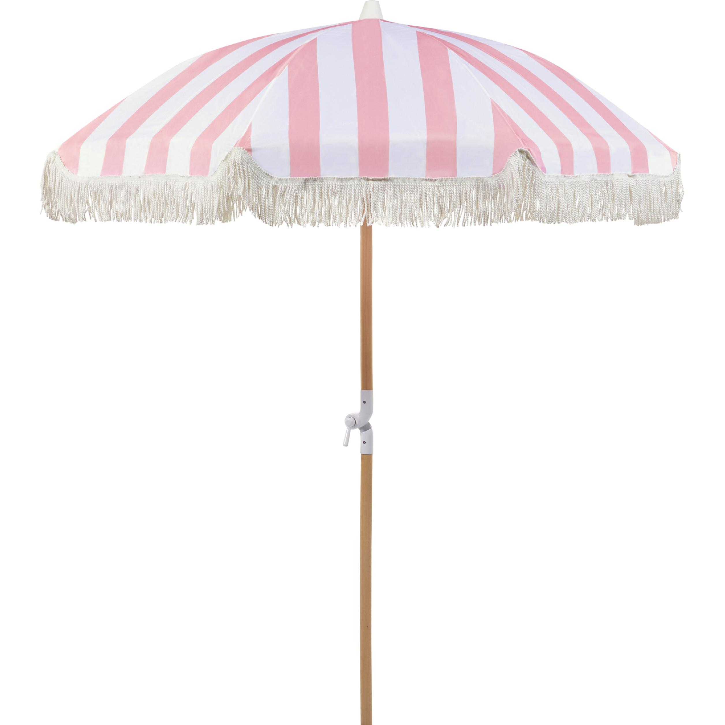 Beliani, Sonnenschirm, Sonnenschirm ⌀ 150 cm rosa / weiss mit Volant MONDELLO (1.50 m)