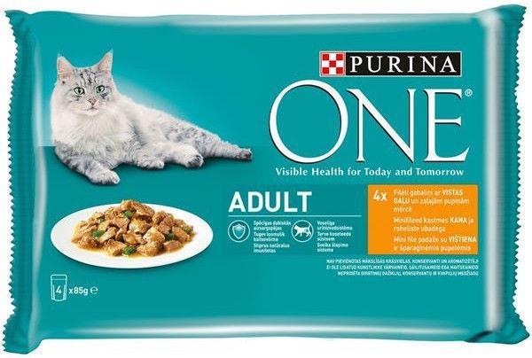 Actual product image One ADLCAT GIG CHKN&GRNBNMP12(4X85G) (Adult, 4 pcs., 340 g)