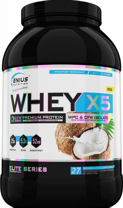 Actual product image Genius Nutrition Whey-X5 (Choco Coconut, 900 g)