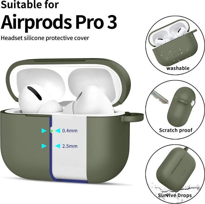 Image du produit 4Kom Tech-Protect Silikonhaken Für Apple Airpods Pro 3 Olivgrün (Manchon pour casque d'écoute)