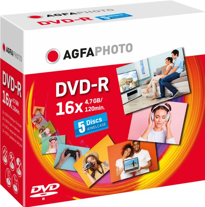 Image du produit AGFAPHOTO 1x5 DVD-R 4,7GB 16x vitesse, Jewel Case (5 x)