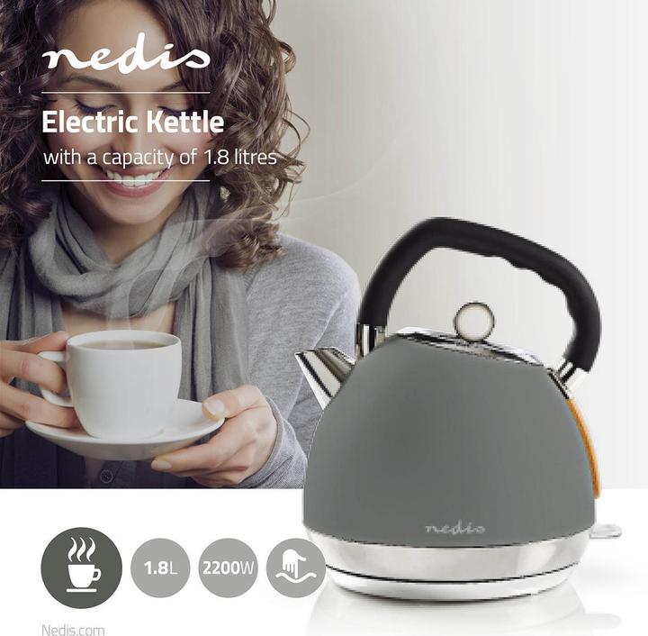 Produktbild Nedis Elektrischer Wasserkocher, 1,8 l, weich, Grau (1.80 l)