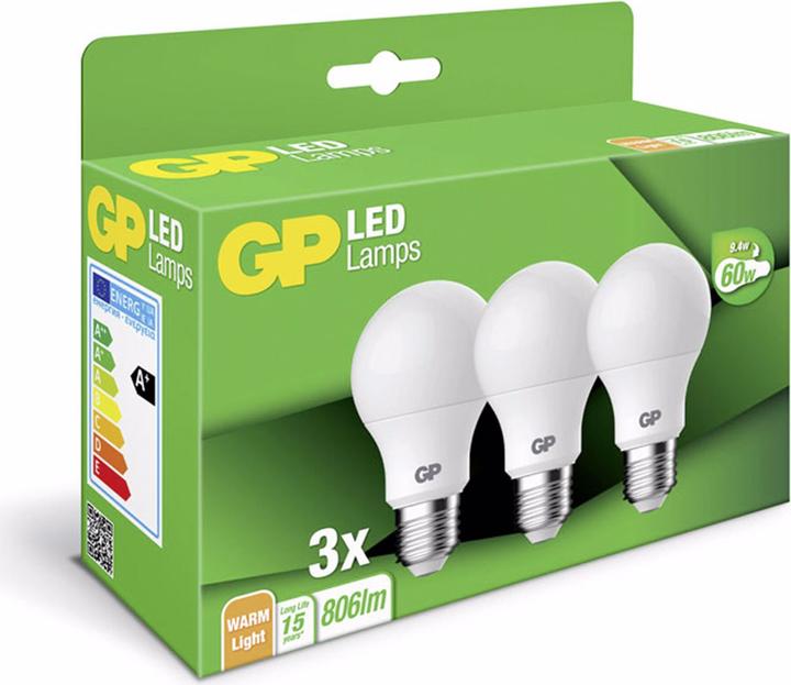 Actual product image GP Batteries 1x3 Lighting LED Classic E27 9,4W (60W replacement) 087687 (E27, 806 lm, 1x)