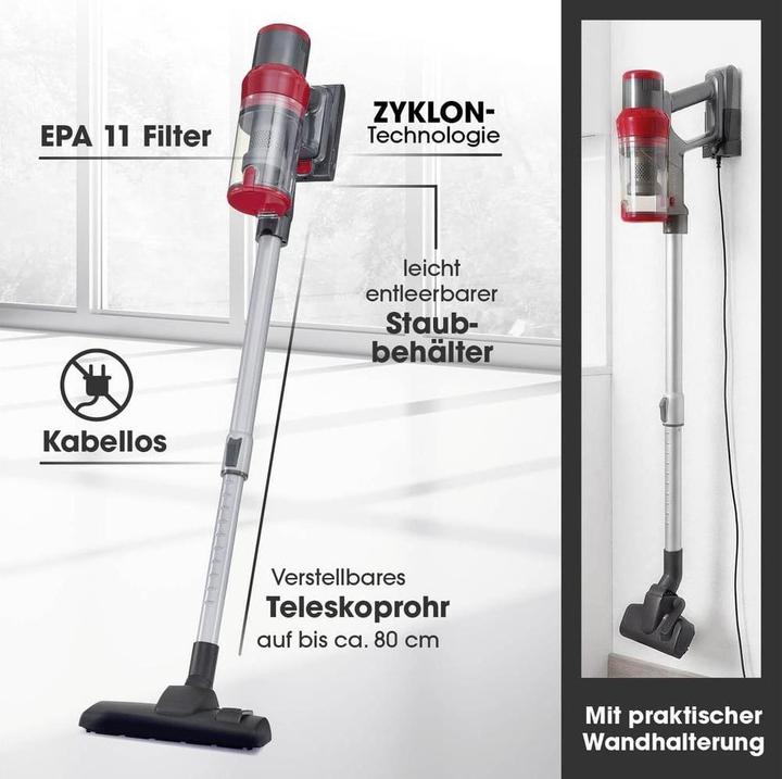Produktbild CleanMaxx Akku-Hand- und Stielsauger 22.2 V Grau/Rot