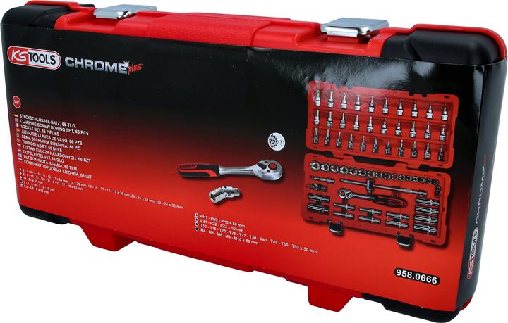Produktbild KS Tools 3/8" CHROMEplus Steckschlüssel-Satz, 66 Teile, Flank Traction (19 mm, 12 mm, 24 mm, 14 mm, 22 mm, 16 mm, 23 mm, 10  mm, 21 mm, 18 mm, 17 mm, 11 mm, 15 mm, 13 mm, 20 mm)