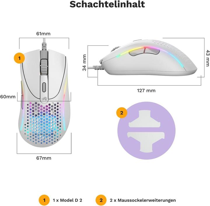 Actual product image Glorious PC Gaming Race Glorious Model D 2 gaming mouse - white (Cable)