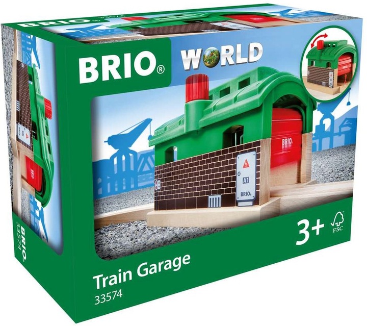 Actual product image Brio Locomotive shed with rolling gate