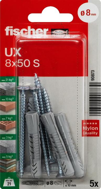 Image du produit Fischer Chevilles universelles UX 8x50 S K (5 pcs)