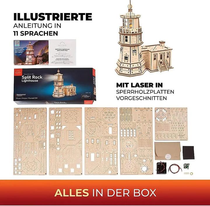 Produktbild Ugears LE PHARE DE SPLIT ROCK 295PCS (FR-DE-EN-POL-ES-UKR)