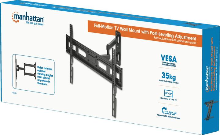 Produktbild Manhattan TV-Wandhalterung, neigbar, schwenkbar und horizontal nachjustierbar (Wand, 70", 35 kg)