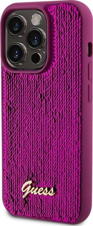 Actual product image Guess Sequin Script Logo Case for iPhone 14 Pro Max Magenta (Apple iPhone 14 Pro Max)