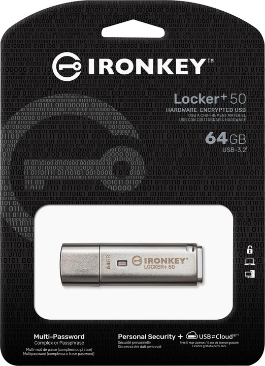 Produktbild Kingston IronKey Locker+ 50 (64 GB, USB-A, USB 3.2)