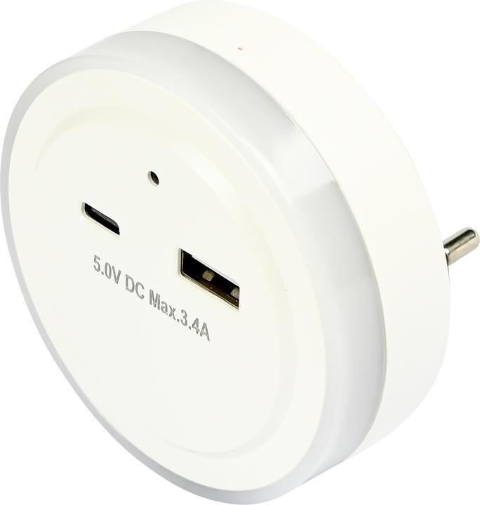 Actual product image Benson Electric Night light with USB-A and USB-C plug and sensor