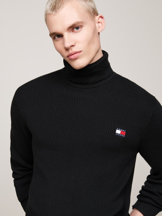 Produktbild Tommy Hilfiger Tommy Jeans Slim Fit Coltrui met wol - Zwart - Maat L (L)