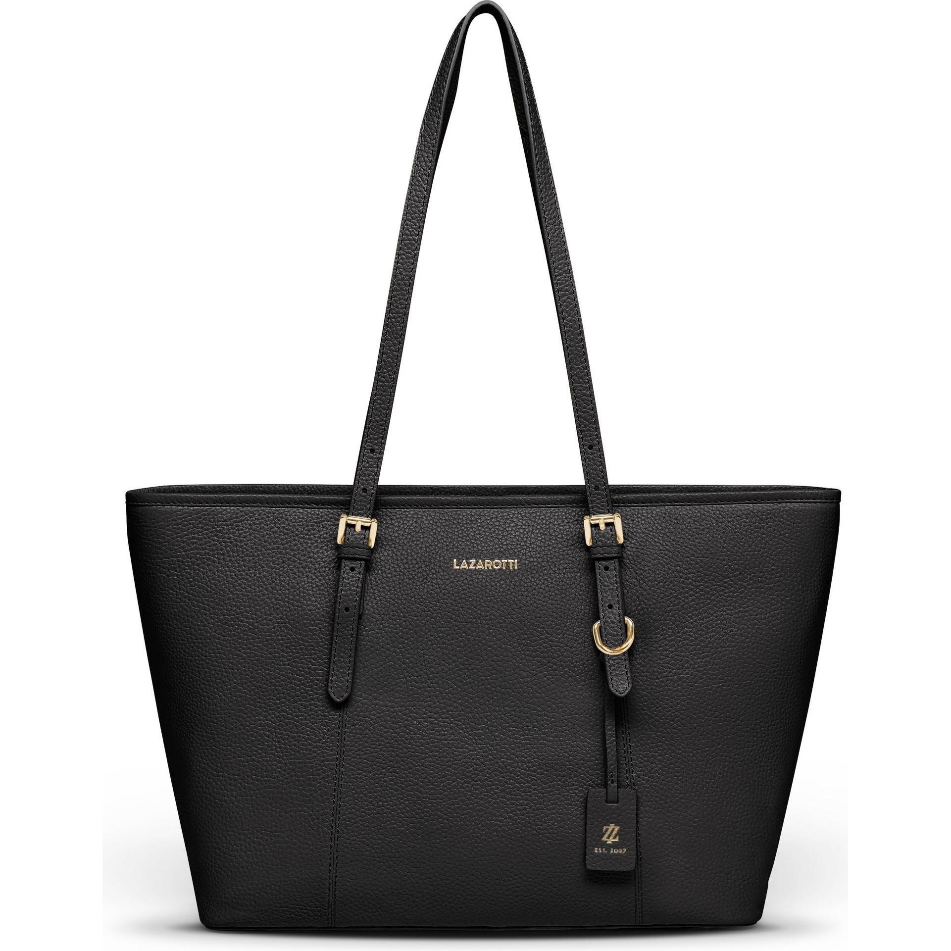 Lazarotti, Tasche, Bologna Leather Shopper Tasche Leder 35 cm, Schwarz, (12 l)