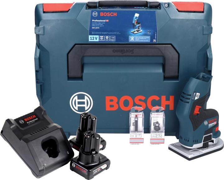 Actual product image Bosch Professional GKF 12V-8 Cordless Router Trimmer 12V + 2x Batteries 6.0 Ah + 1x Quick Charger + Carry Case L-