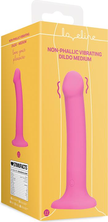 Actual product image Loveline Non-Phallic Vibrating Dildo - Medium - Powerful Pink