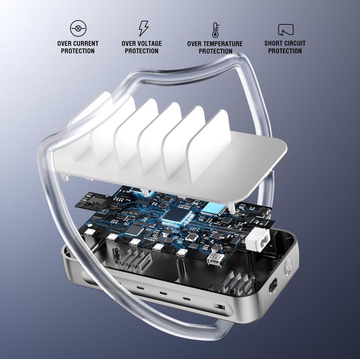 Image du produit 4smarts Ladestation Team 100W 5C/1A inkl. 6 Kabel Silber (100 W)