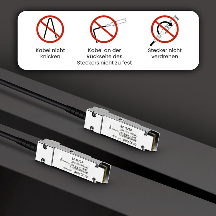 Produktbild Extralink QSFP28 DAC CABLE 30AWG PASSIVE network transceiver module Fiber optic