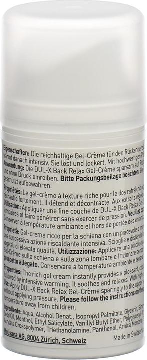 Nährwerte und Zutaten Dul-X Back Relax Gel (1 x, 75 ml, 150 g)
