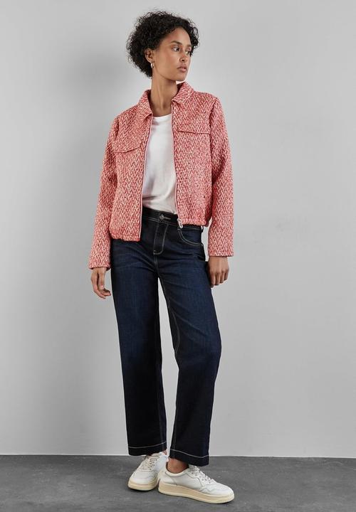 Productafbeelding Street One Kurze Bouclé-Jacke mit Hemdkragen, Brust- und Seitentaschen (40)