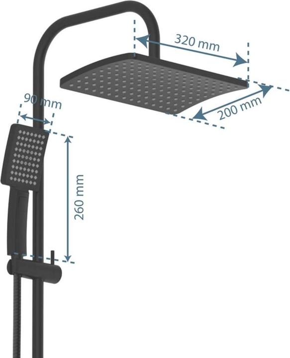 Image du produit Schütte Douche à effet pluie salle de bain MALLORCA Ensemble de douche suspendu noir mat système de douche